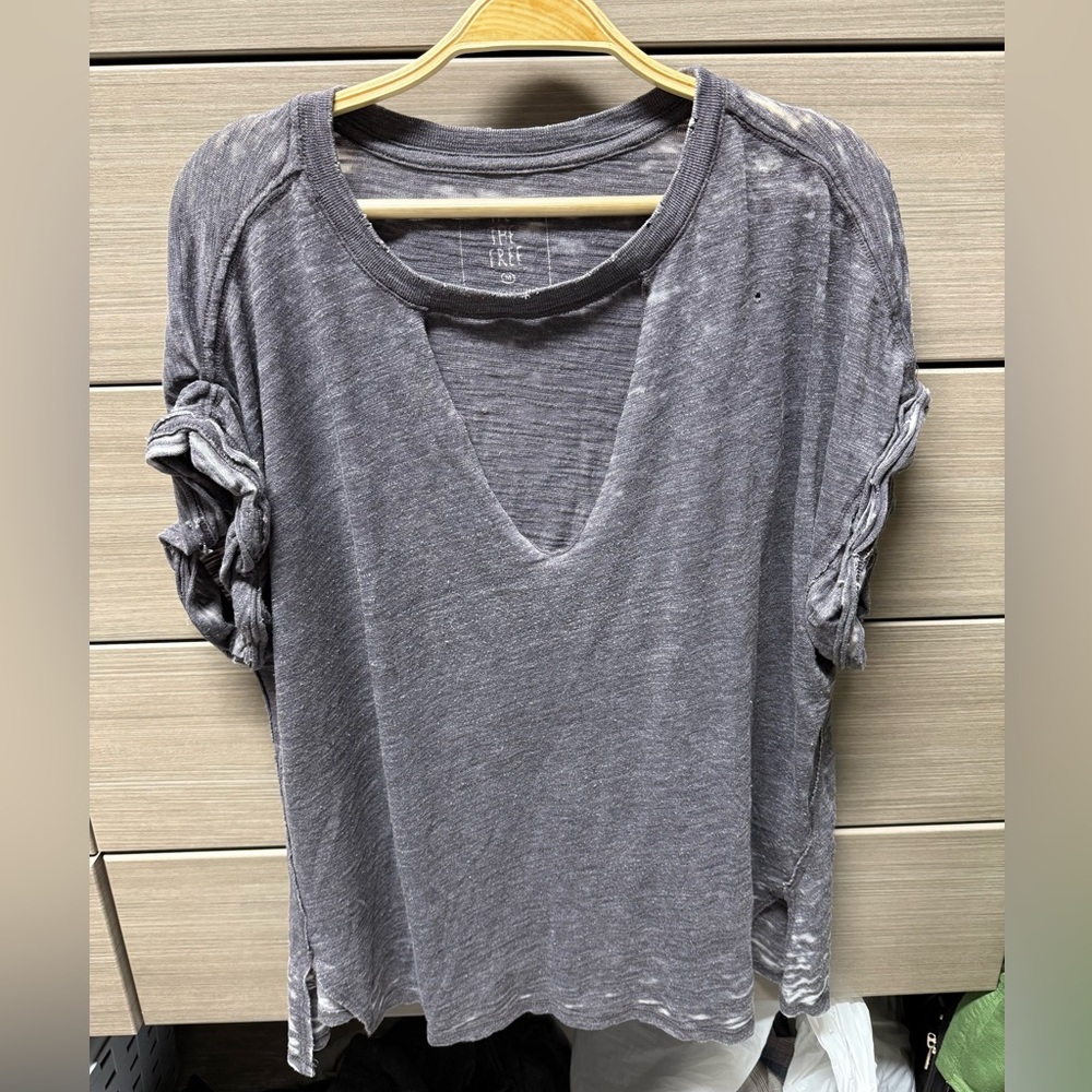 We The Free Distressed Gray Short Sleeve Tee